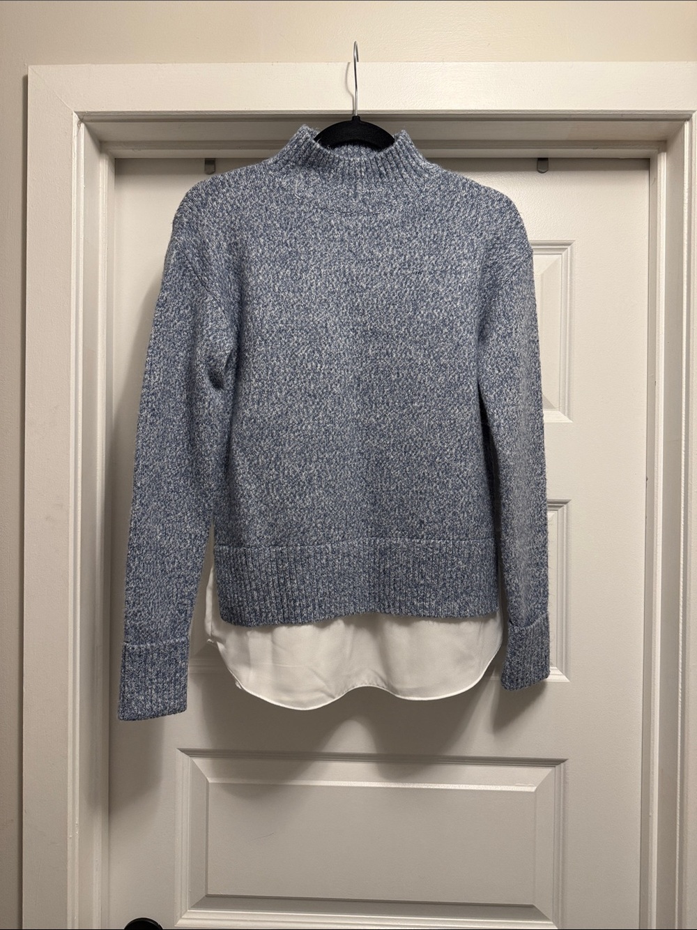 RW&Co Blue Marled Mock Neck Women's Sweater